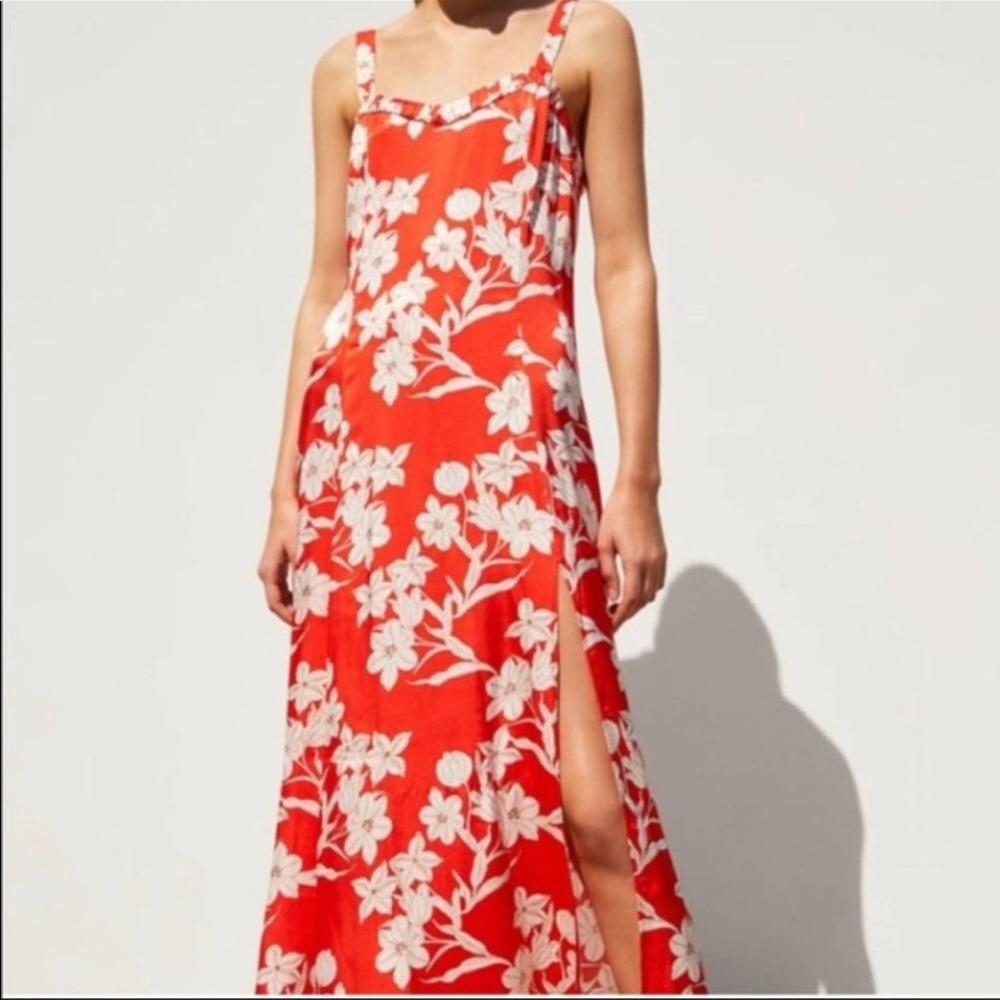 🔥ZARA| Satin Print Dress with side slit - Picture 3 of 6
